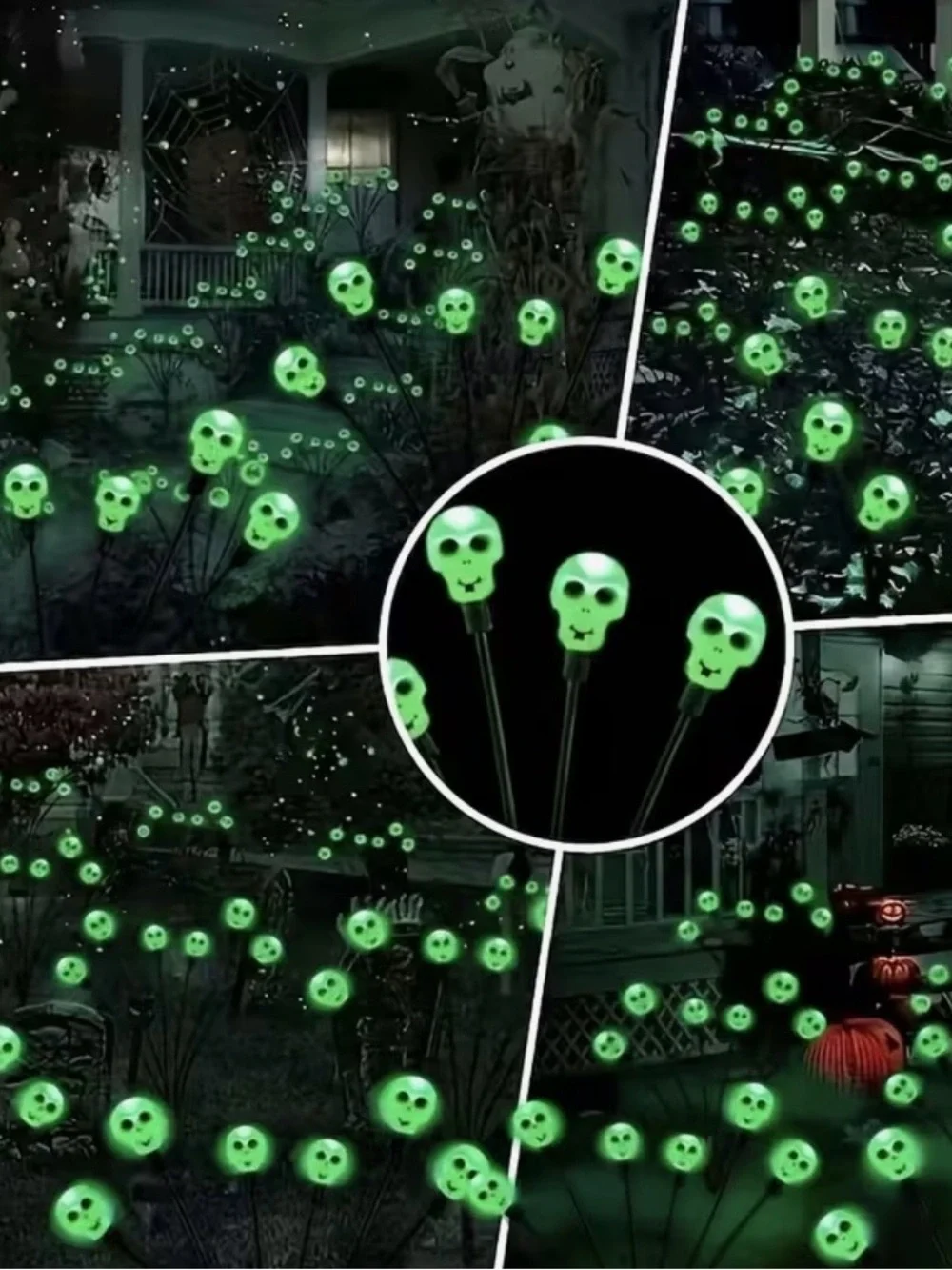 6 skull Halloween lights solar